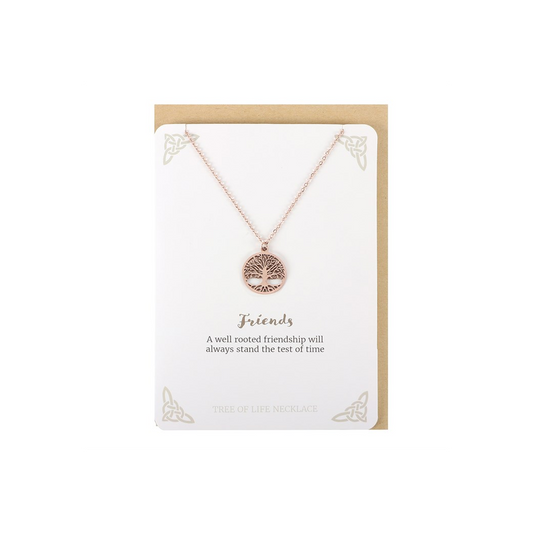 Rose Gold Friends Tree of Life Necklace Card