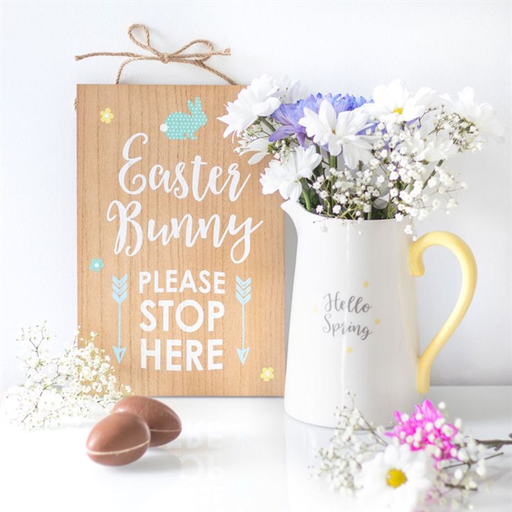 Easter Bunny Stop Here Hanging Sign