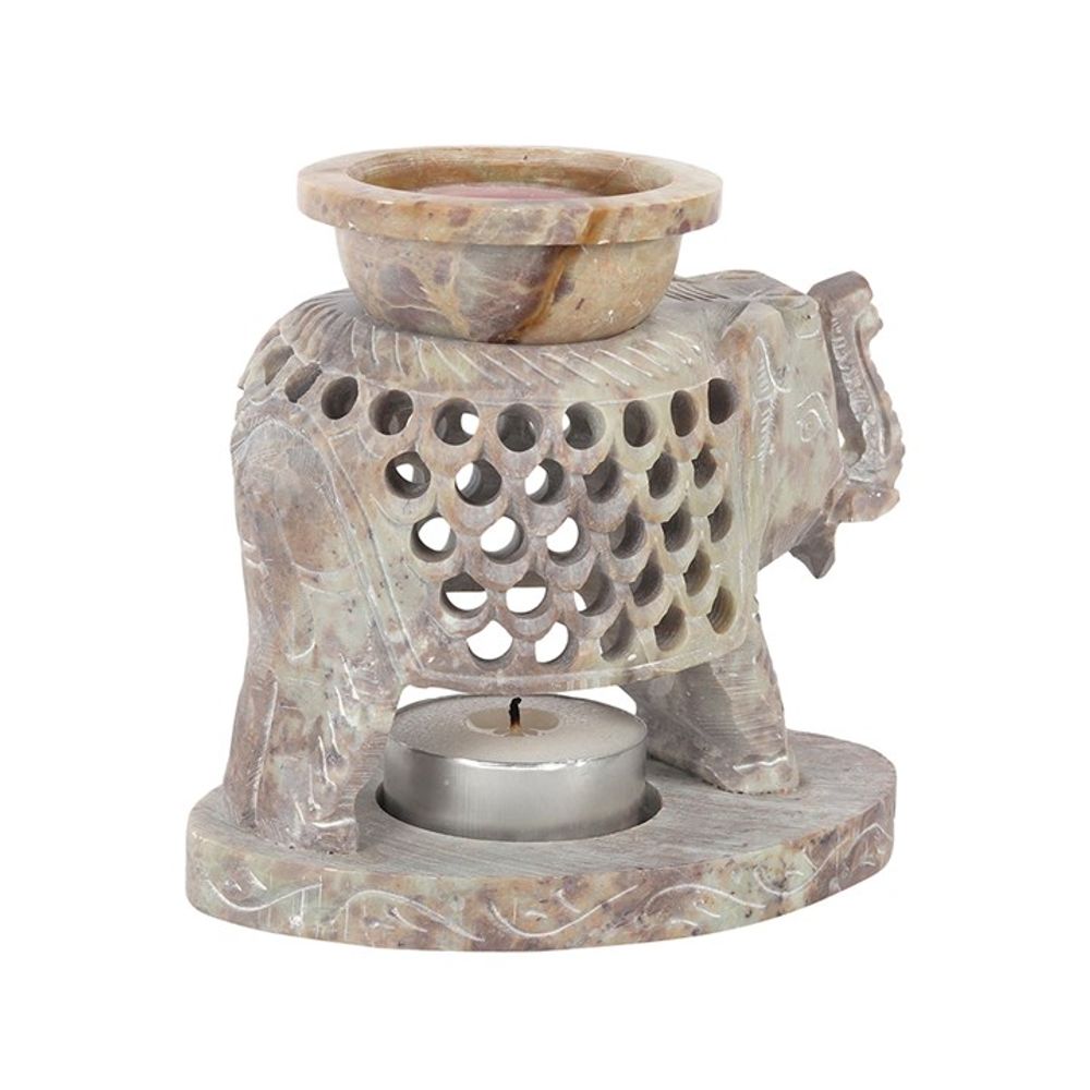 Upward Elephant Soapstone Oil Burner