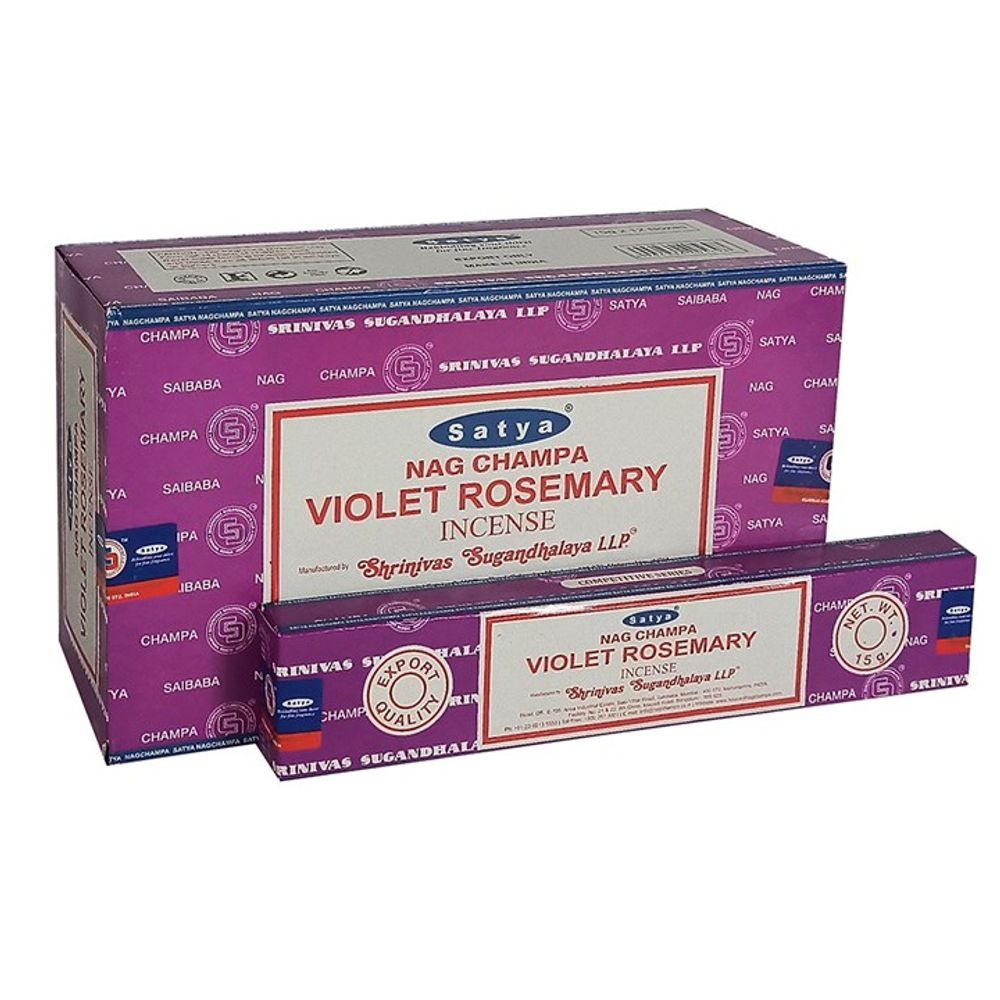 Set of 12 Packets of Violet Rosemary Incense Sticks by Satya