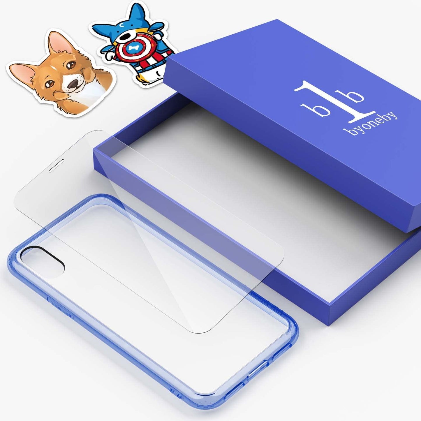 B1B ByoneBy Phone Case Screen Protector for iPhone XR 6.1 Blue Clear