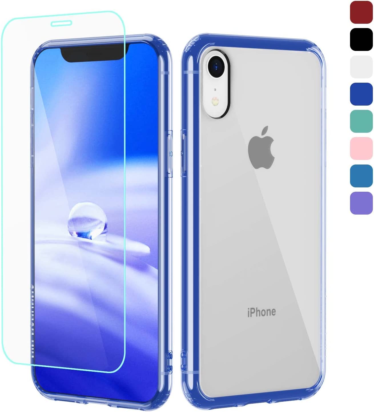 B1B ByoneBy Phone Case Screen Protector for iPhone XR 6.1 Blue Clear