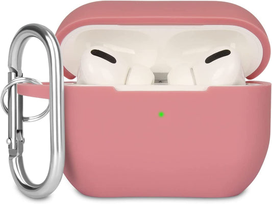 KOKOKA Case Cover Compatible with Airpods Pro, Soft Silicone Skin Case Cover Shock-Absorbing Protective Case for Airpods Pro 2019 with Carabiner, Front LED Visible, Orange or Bean Pink