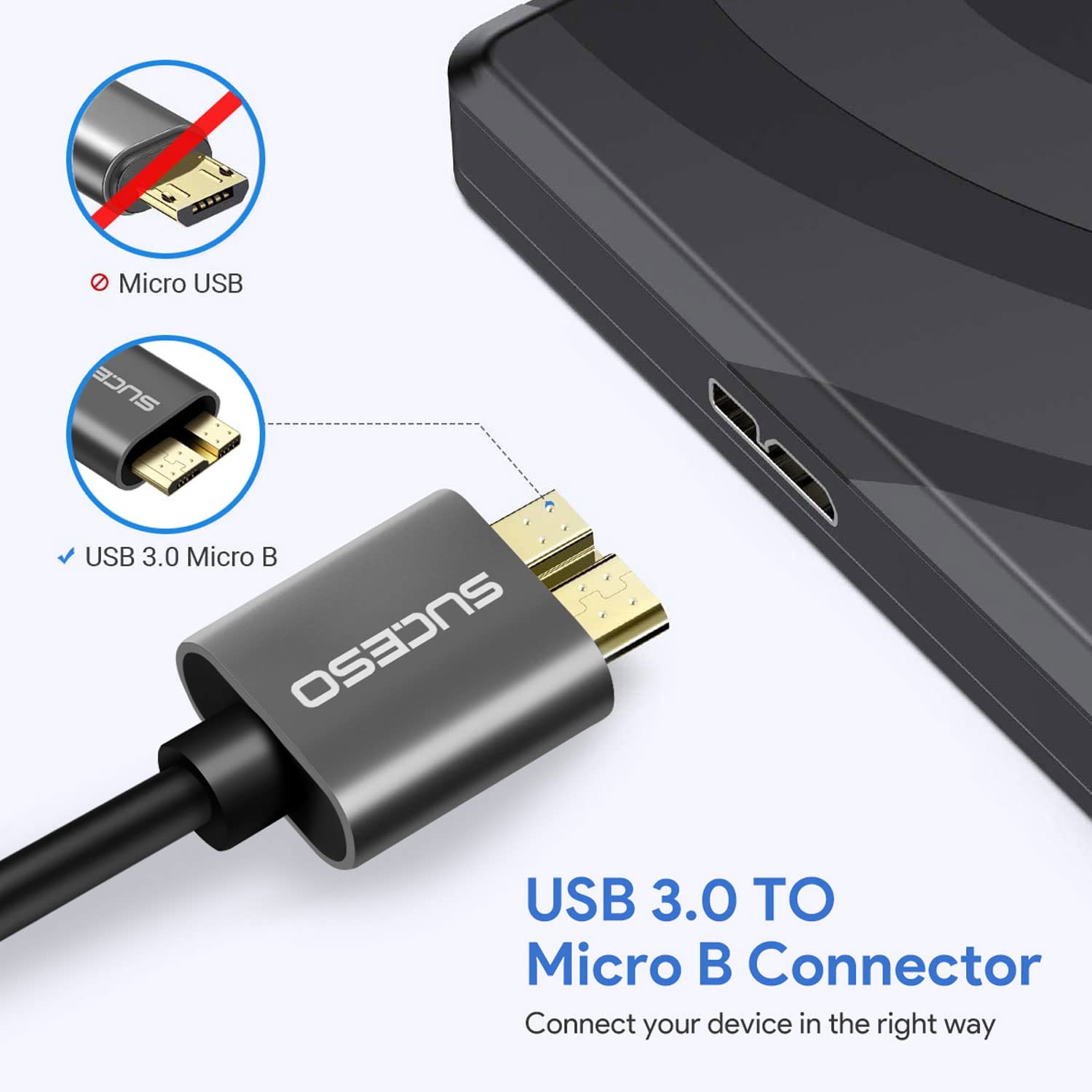 UGREEN USB C to USB 3.0 Micro B Cable, Fast Charging and Sync Data Transfer  Cord, Compatible with Samsung Galaxy S5 Note 3 Seagate WD Toshiba External