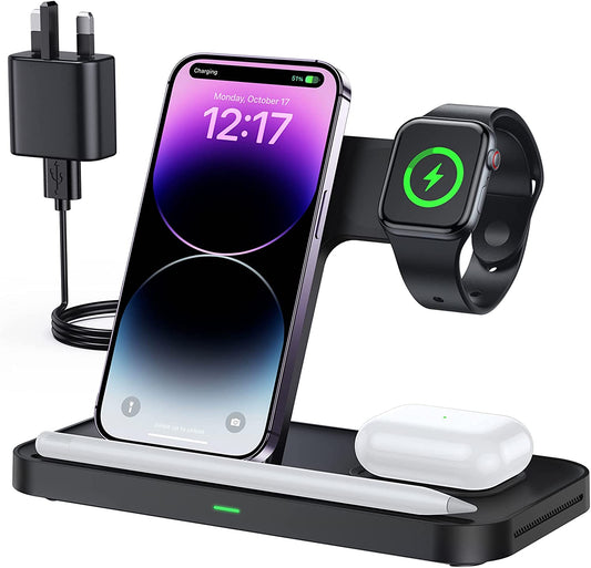 LK Wireless Charging Station 3 in 1 Wireless Charger Stand, Wireless Charger for iPhone 12 13 14 11 Pro Max XR XS X, Nightstand for Apple Watch