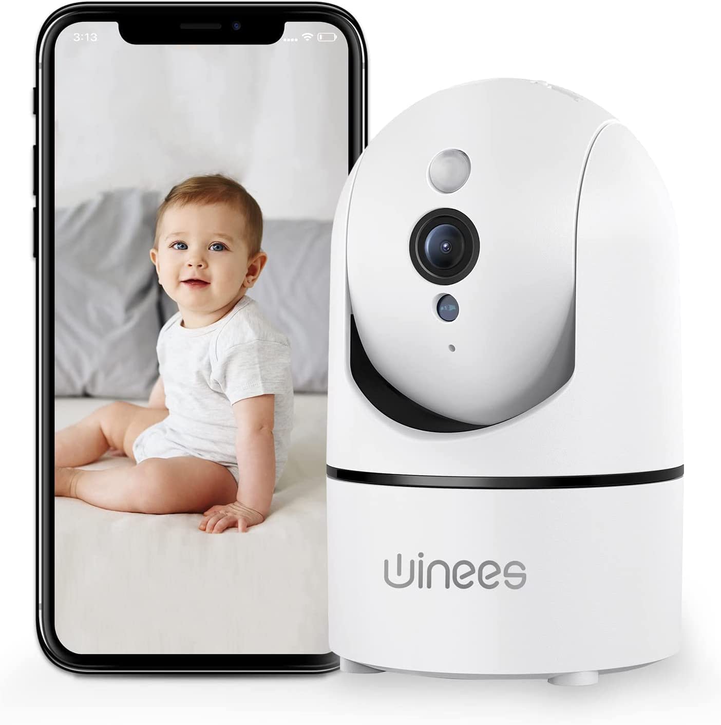 Winees Pet Camera WiFi Security Camera Indoor, Advanced IP Baby Monitor Dog Camera 1080P HD with Night Vision, 2-Way Audio, Motion Detection, 360 Pan Tilt Zoom, Work with APP, Alexa, 2.4 GHz WiFi