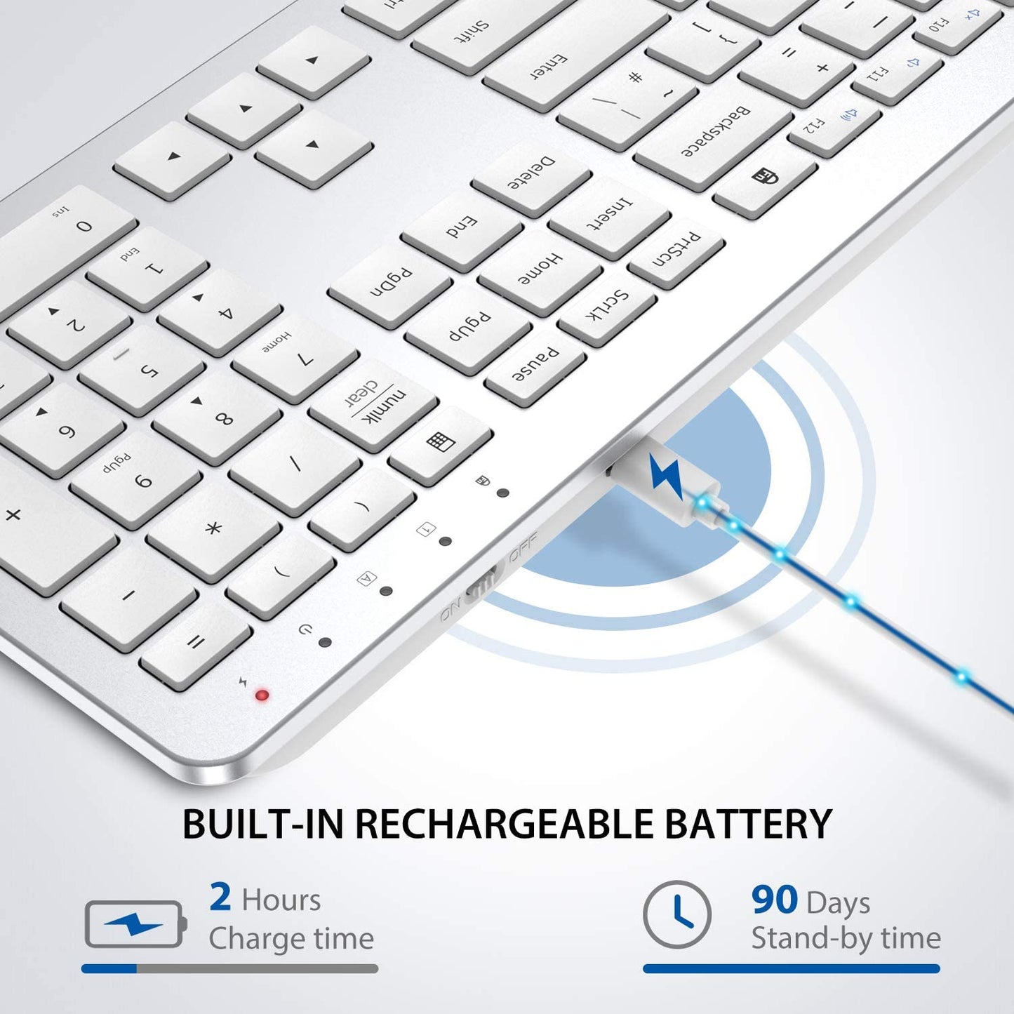 Wireless Keyboard and Mouse for Mac - iClever GK08 Rechargeable Wireless Keyboard Ergonomic Full Size Design, 2.4G Stable Connection Slim Keyboard and Mouse for Windows, Mac OS Computer Various