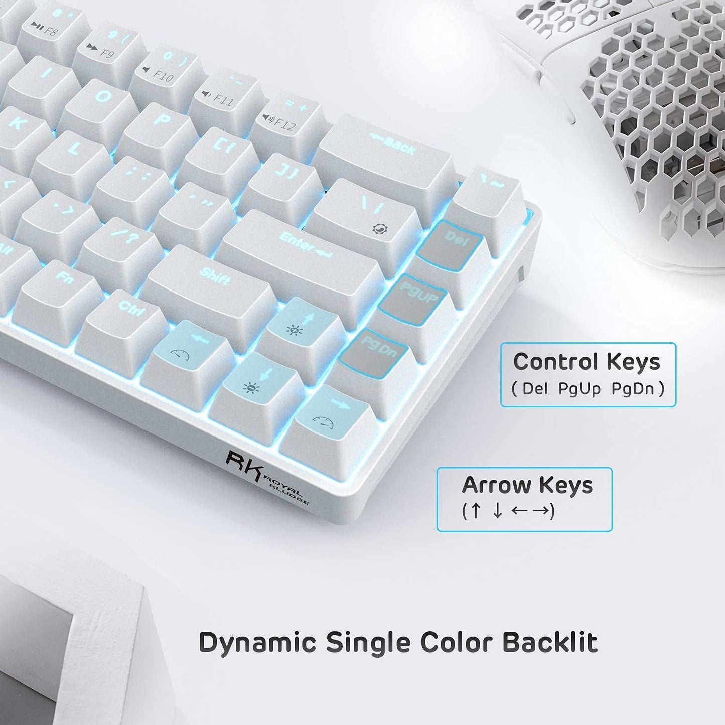 RK ROYAL KLUDGE RK68 Hot-Swappable 65% Wireless Mechanical Keyboard, 60% 68 Keys Gaming with Stand-Alone Arrow/Control Keys