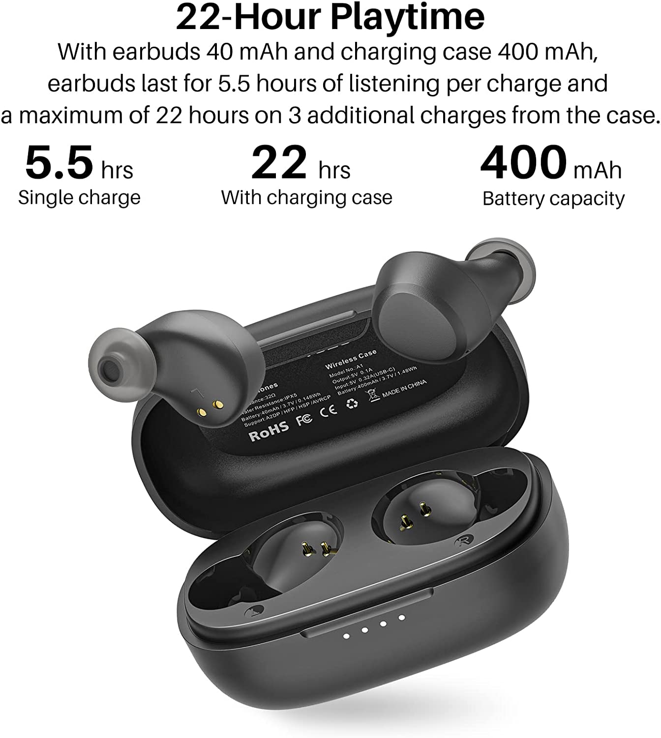 TOZO A1 Mini Wireless Earbuds Bluetooth 5.3 Earphones in Ear Light