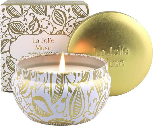 LA Jolie Muse Coconut Limeade Scented Candle, Natural Soy Wax Candle, 45 Hours Long Burning, Candle Gift, Tin, 185g
