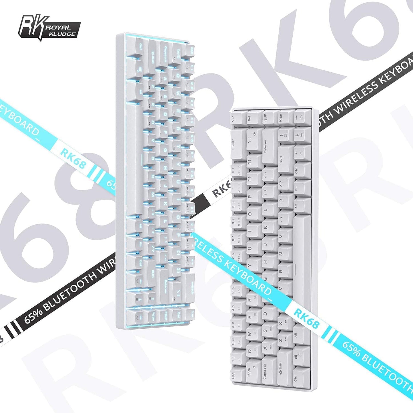 RK ROYAL KLUDGE RK68 Hot-Swappable 65% Wireless Mechanical Keyboard, 60% 68 Keys Gaming with Stand-Alone Arrow/Control Keys