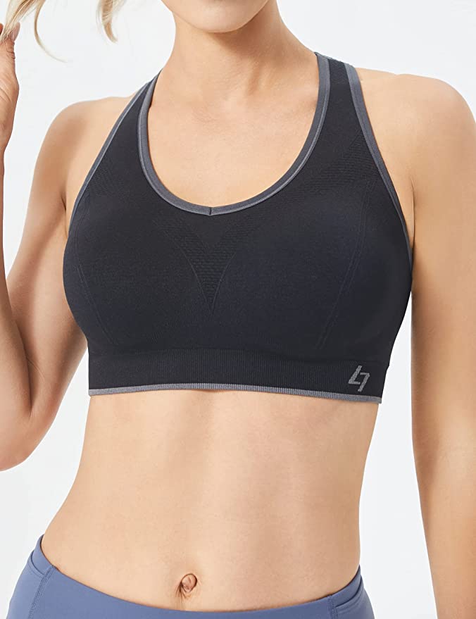 FITTIN Racerback Sports Bra for Women - High Impact Seamless Padded Support  for Yoga, Gym, Fi
