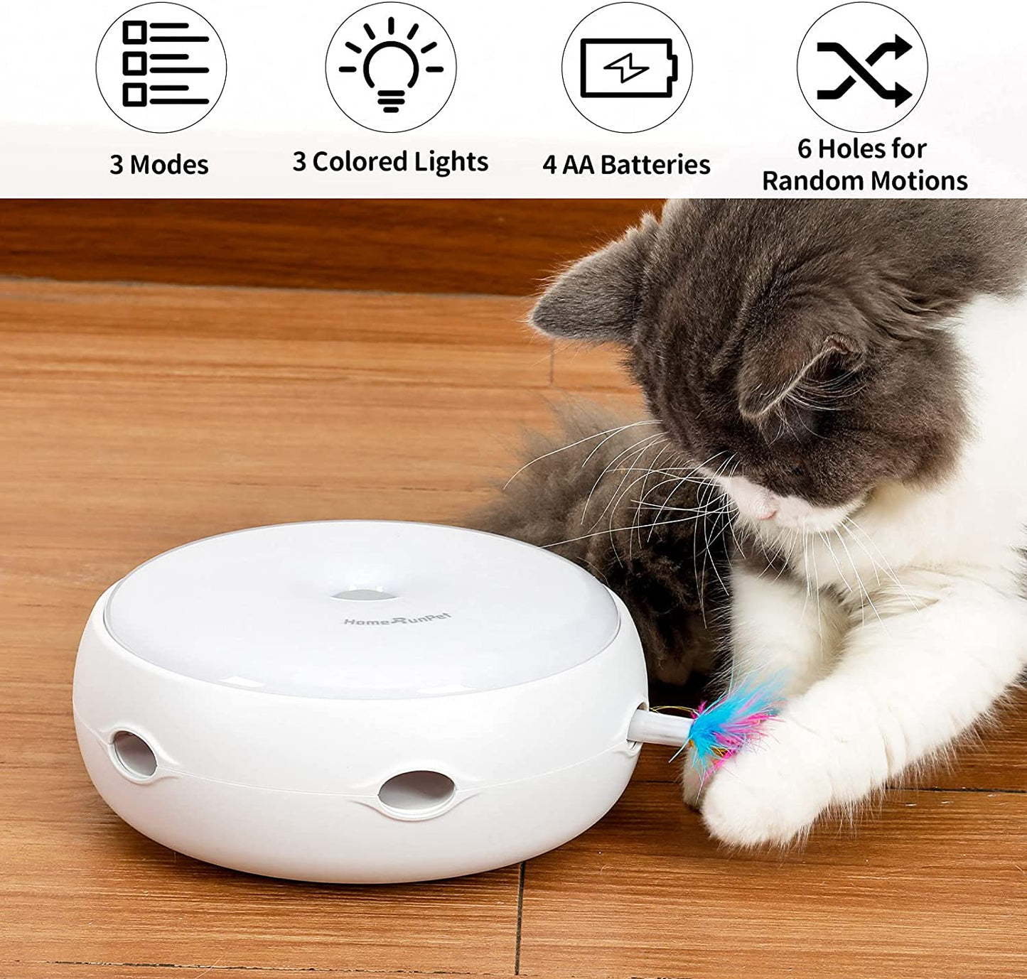 HAPPY HACHI Cat Toy Interactive Feather Smart Kitten Teaser Toy Electronic Auto Three Modes Random Stimulates Cat's Senses Funny Pet Toys