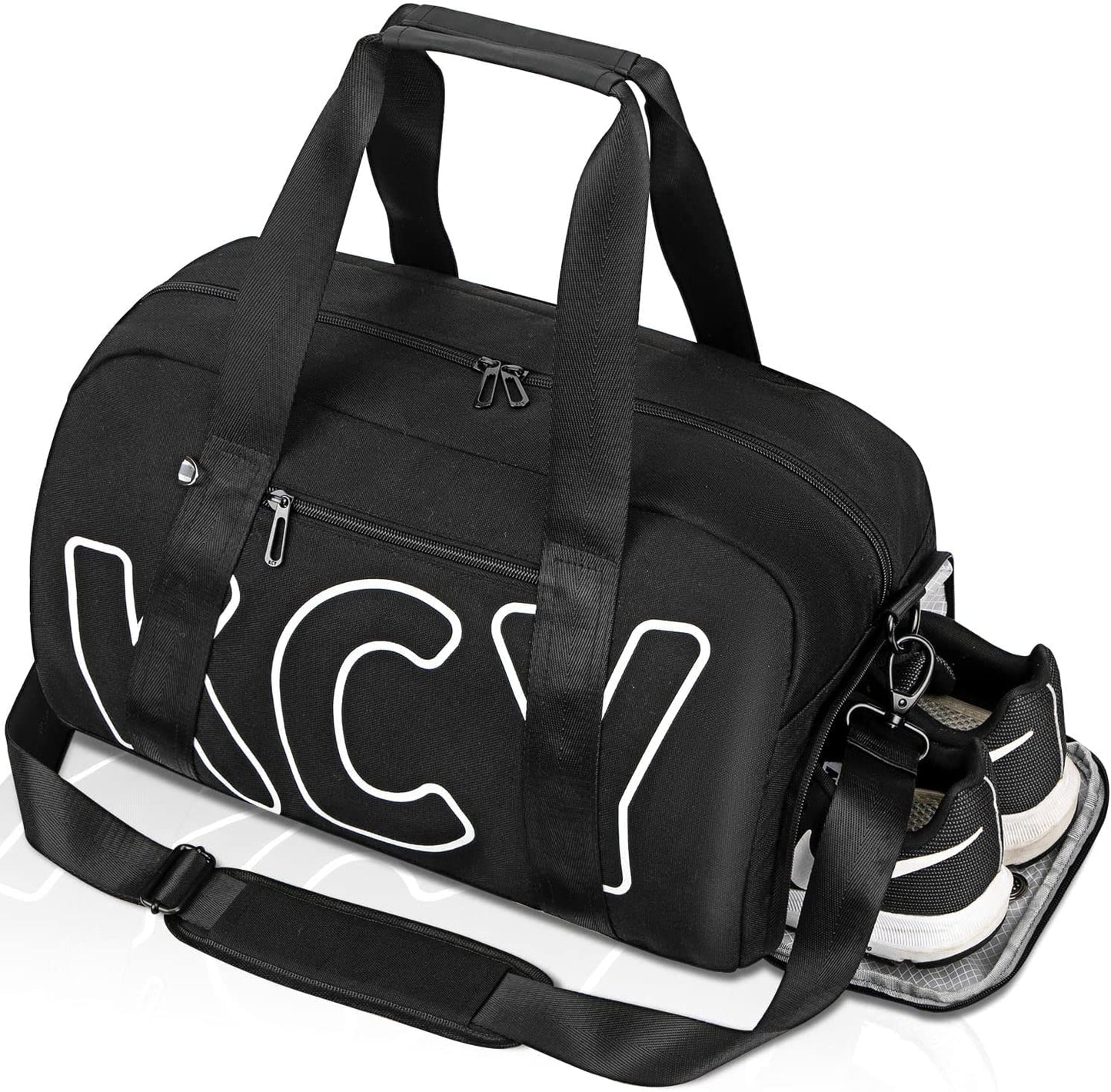 KCY Duffle Bag, Small Travel bag Waterproof with Shoes Compartment & Wet Pocket, Gym Bag for Camping, Hiking, Business, Lightweight Workout