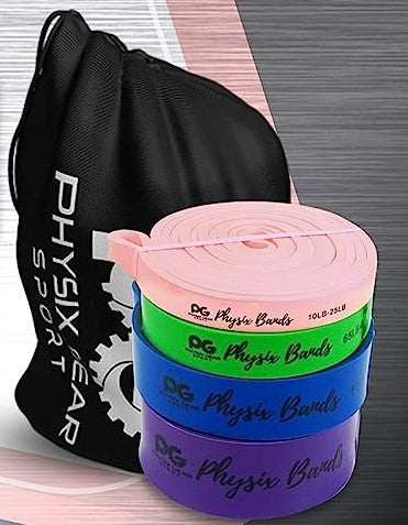 Physix Pull Up Assistance Bands, Best Resistance Bands Set for Pullup Assist, Muscle Toning, Stretching, Workout Bands for Legs Glutes HIIT Physical Therapy Pilates Yoga