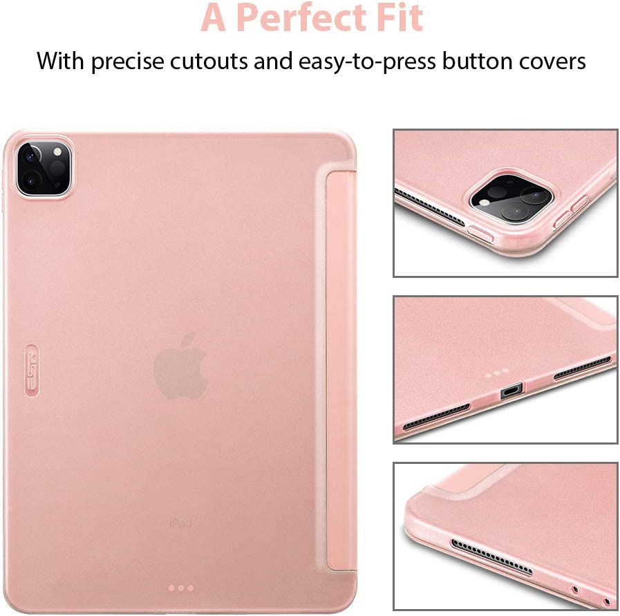 ESR Case for iPad Pro 12.9''2020 & 2018, Rebound Slim Smart Case with Auto Sleep/Wake Back with Rubberized Cover], Rose Gold