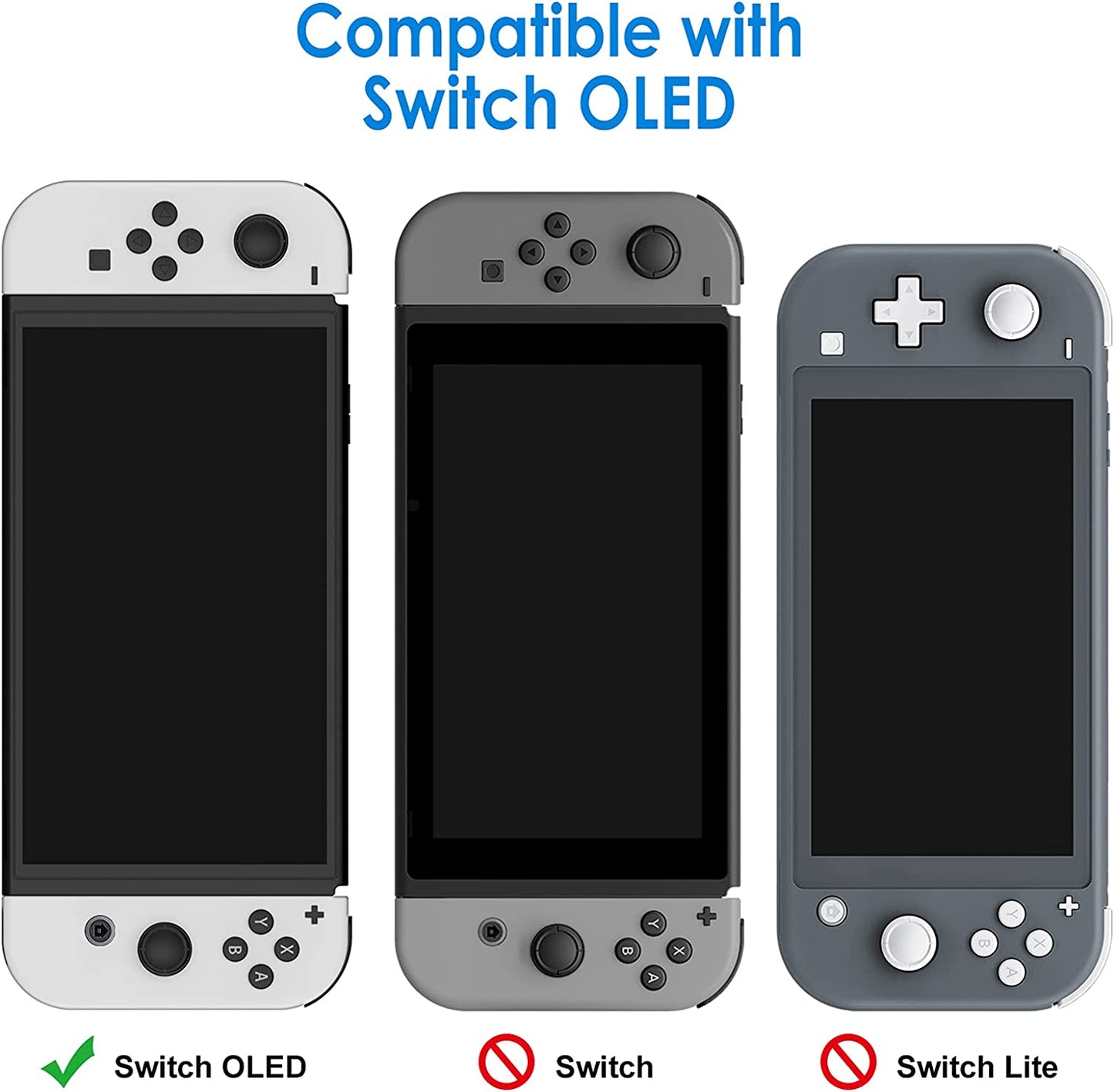 JETech Protective Case for Nintendo Switch (OLED Model) 7-Inch 2021 Release, Grip Cover with Shock-Absorption and Anti-Scratch Design, HD Clear