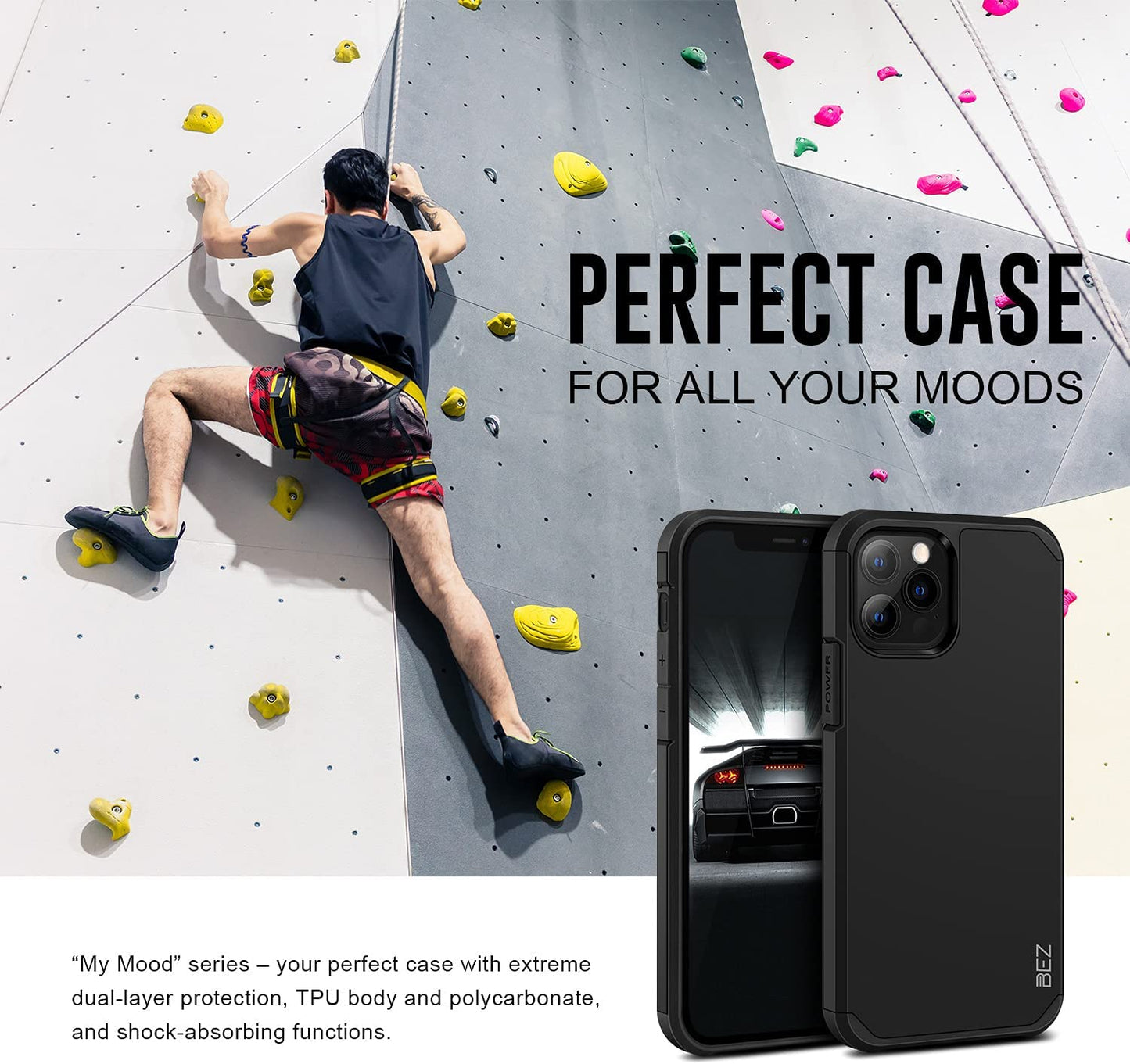 BEZ Case for iPhone 12 Pro + Mini Case Compatible with iPhone 12 Pro Max 6.7” 12 Pro 6.1" and iPhone 12 Mini 5.4"Phone Heavy Duty Tough Dual Layer