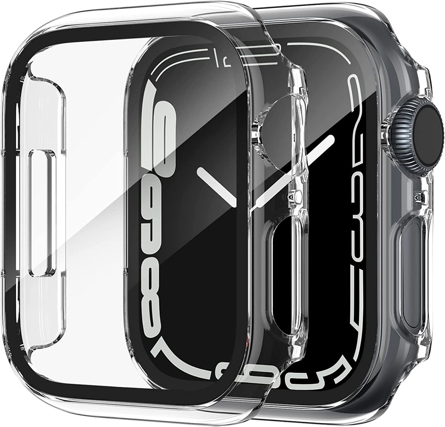 CAVN [2-Pack] Hard PC Protector Case Compatible with Apple Watch Series 7/8/9 41mm, Built-in Tempered Glass Protective Cover
