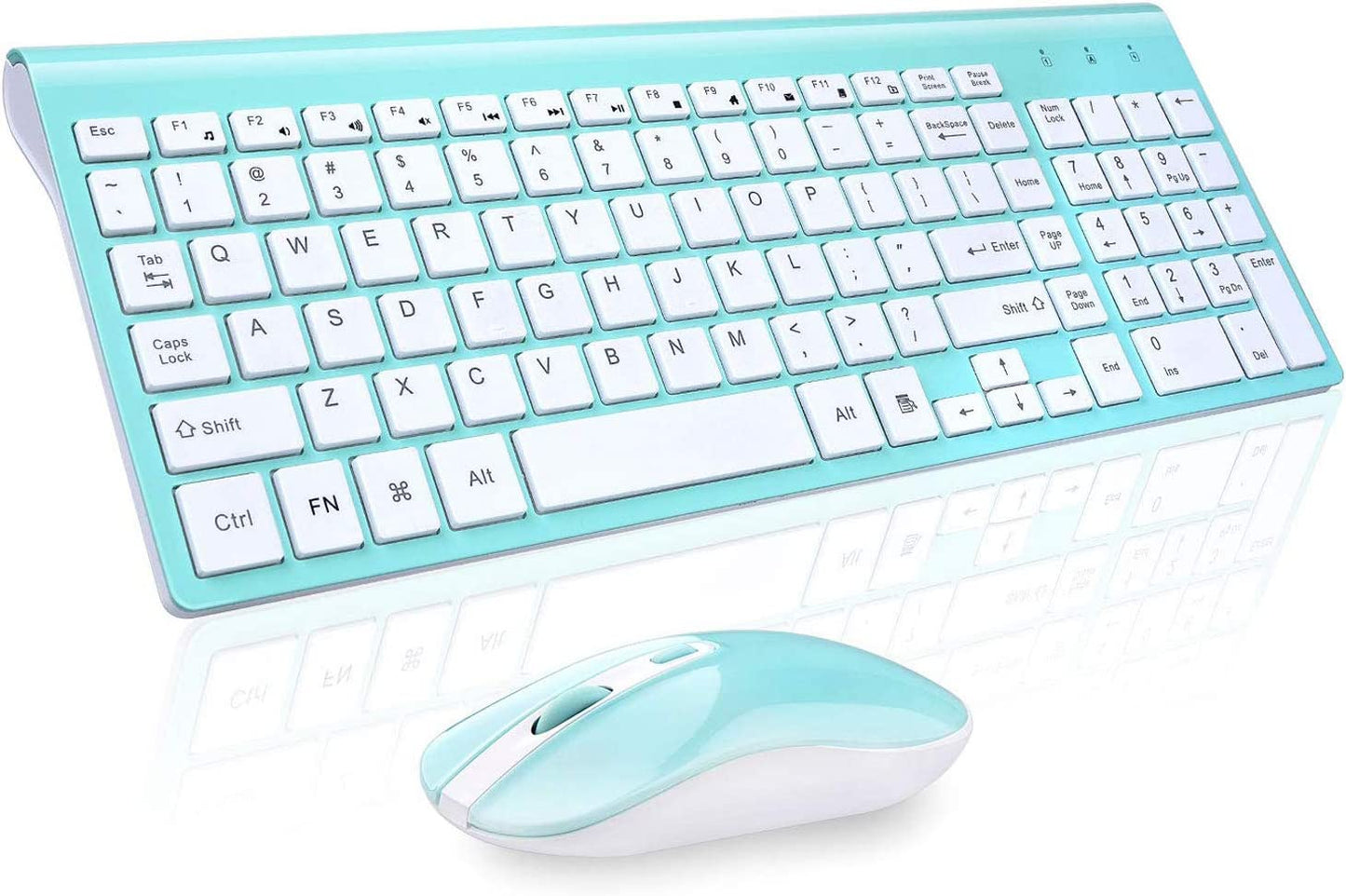 Cimetech Wireless Keyboard Mouse Combo, Compact Full Size 2.4G Ultra-Thin Sleek Design for Windows, Computer, Desktop, PC, Laptop UK Layout-Silver Black Pink Rose - Blue - Grey Black