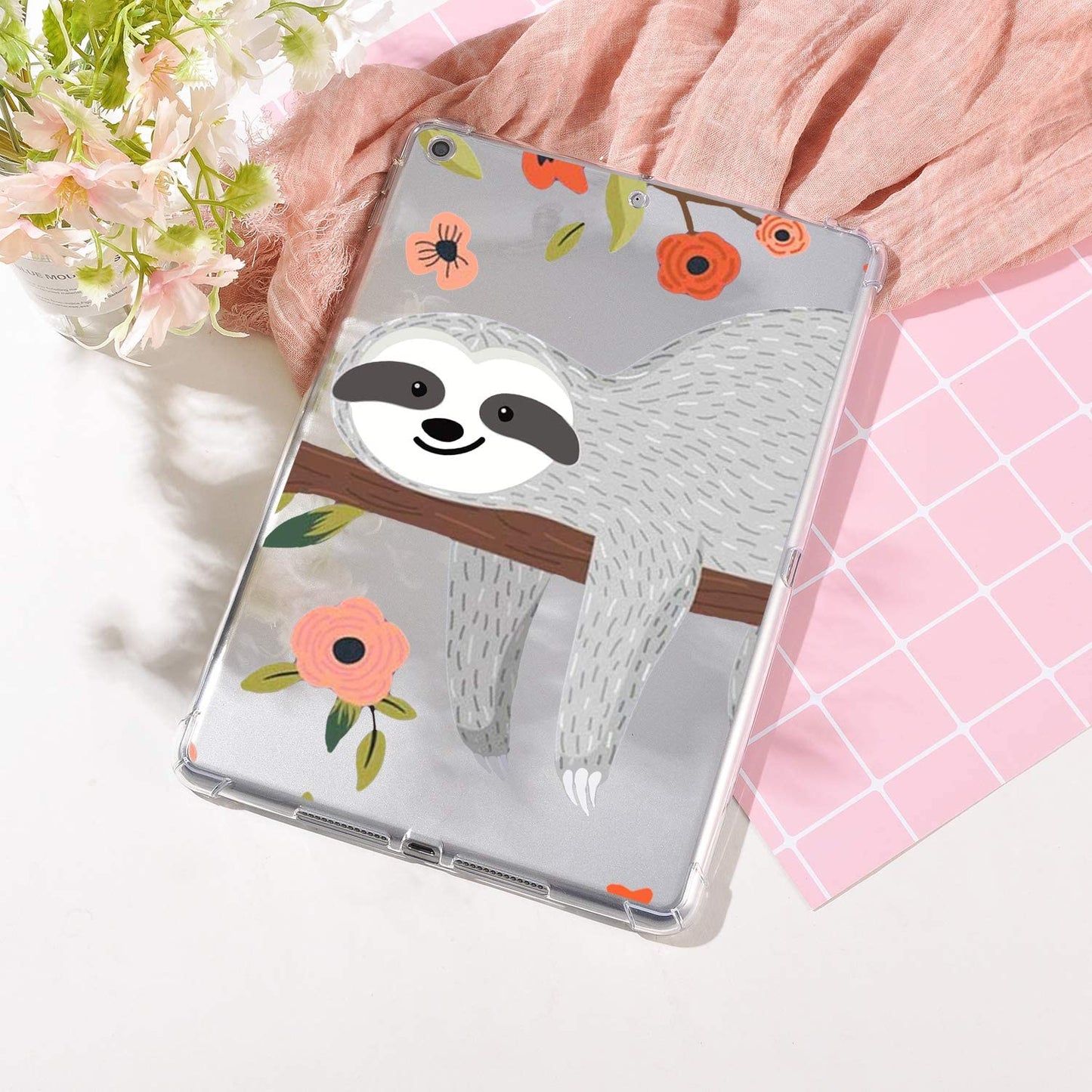 Idocolors For iPad Case 7th Generation 2019 10.2 inch ( (A2197 / A2198 / A2200) with Pen Holder, Clear Cute Various Design Cover, Soft TPU Case