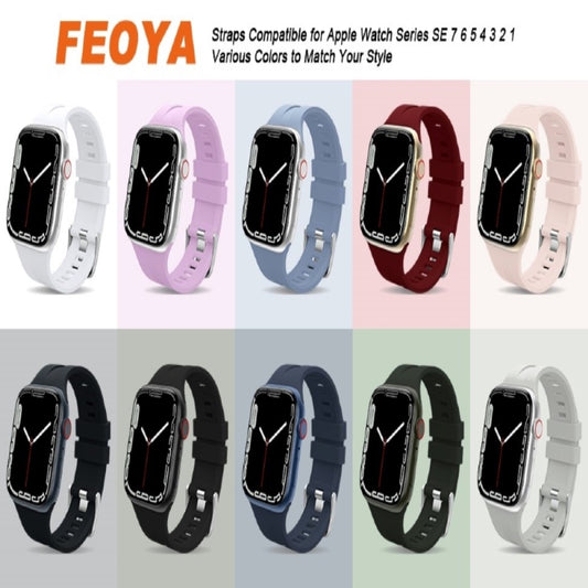 FEOYA Silicone Strap Compatible with Apple Watch Strap 38mm 40mm 41mm 42mm 44mm 45mm, Breathable Soft Sport Wristband Replacement Strap for iWatch