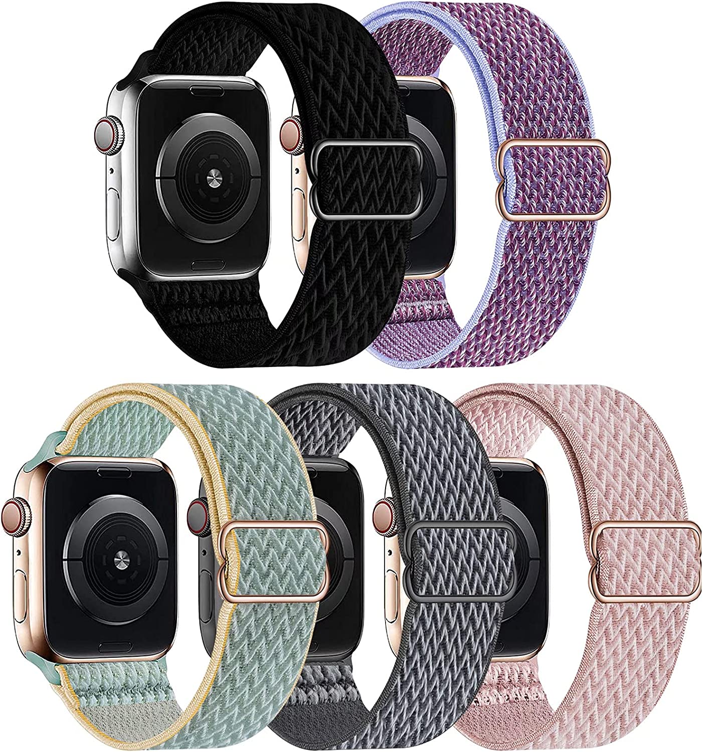 GBPOOT Solo Loop Compatible with Apple Watch Strap 38/40/41/42/44/45mm for Female, Male, Elastic Stretchy Nylon Sport Strap