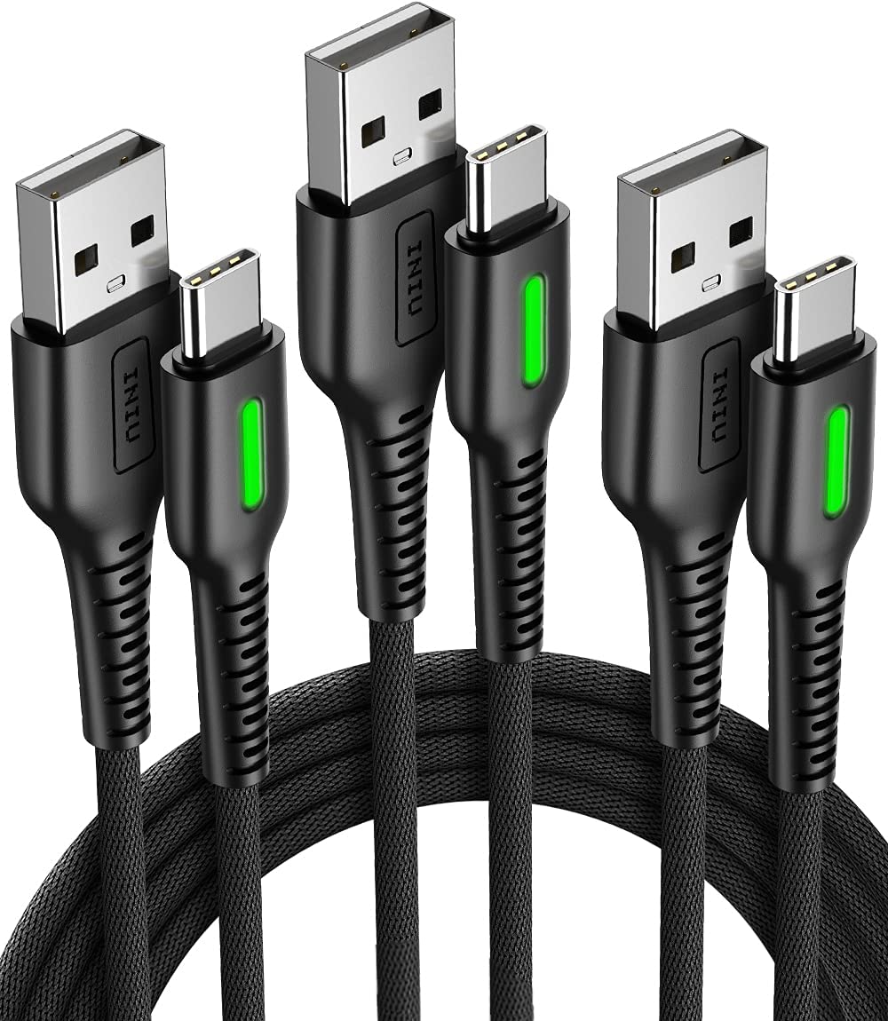 INIU USB C Charger Cable, [3 Pack 0.5+1+3m] 3.1A QC 3.0 Fast Charging Cable for PlayStation 5 4 Controller Samsung Galaxy S20 S10 Plus Note LG Google