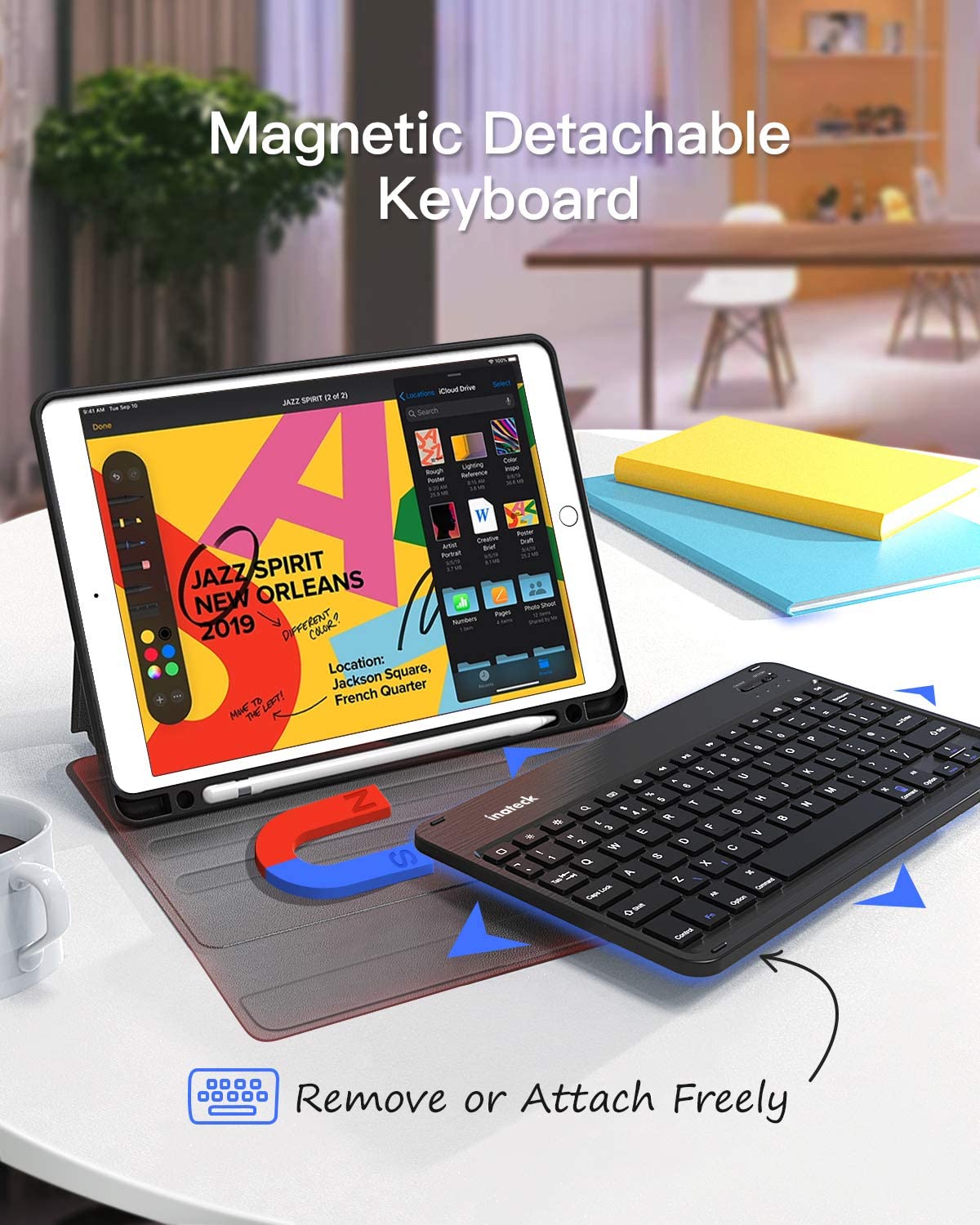 Inateck Keyboard Case for iPad 2021(9th Gen)/2020(8th Gen)/iPad 2019(7th Gen) 10.2 Inch, iPad Air 3, iPad Pro 10.5