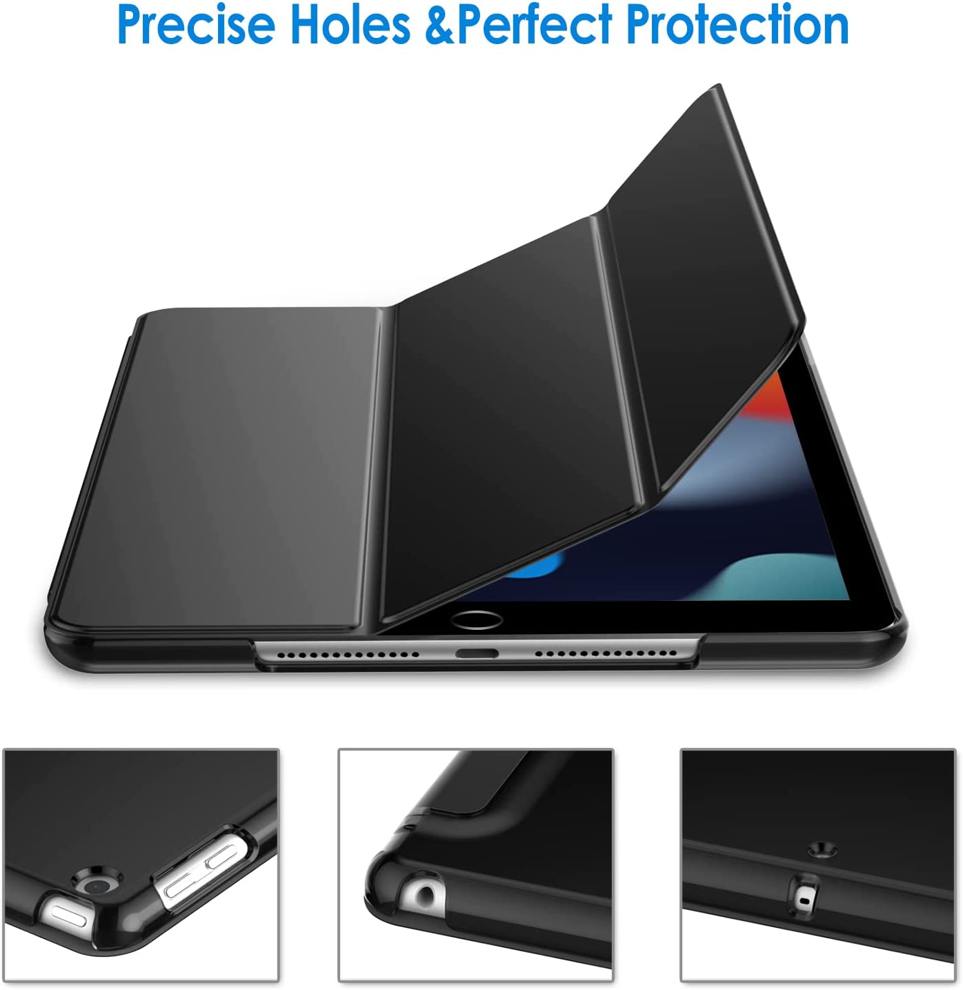 JETech Case for iPad 9/8/7 (10.2-Inch, 2021/2020 / 2019 Model, 9th / 8th / 7th Generation), Auto Wake/Sleep, Black Model 3070