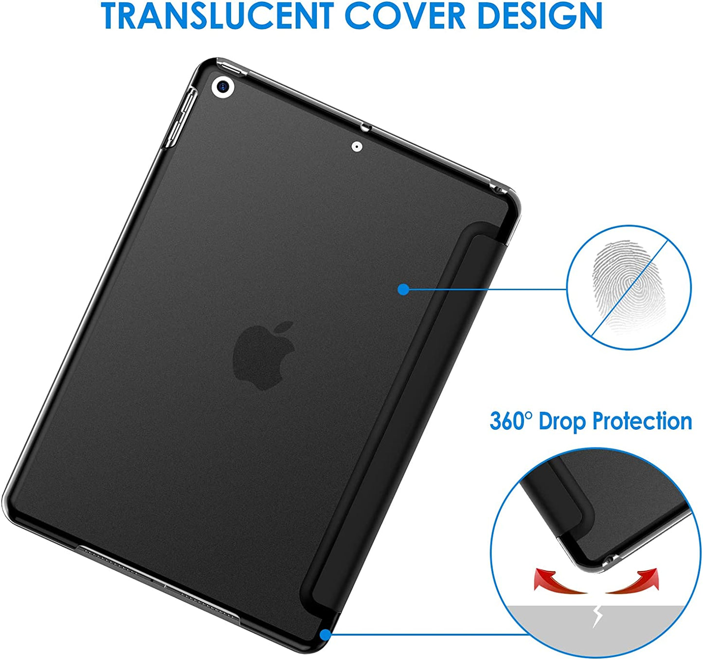 JETech Case for iPad 9/8/7 (10.2-Inch, 2021/2020 / 2019 Model, 9th / 8th / 7th Generation), Auto Wake/Sleep, Black Model 3070