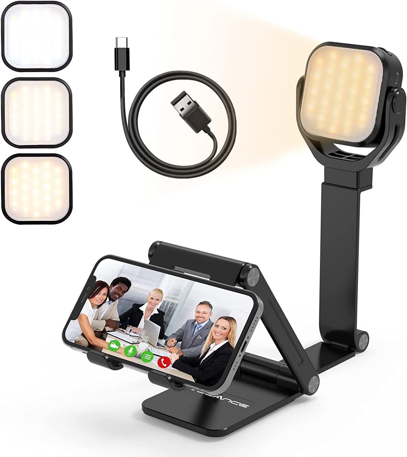 LED Ring Light with Tripod Stand，Phone Holder for Live Streaming & YouTube Video, Dimmable Desk Makeup Ring Light for Photography