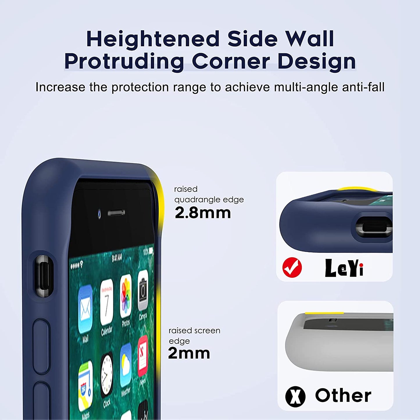 LeYi Liquid Silicone Case for iPhone SE 2020 & 2022 Case, iPhone 8 Case, iPhone 7 Case, + 3 Tempered Glass Protectors Ring Holder Black or Blue