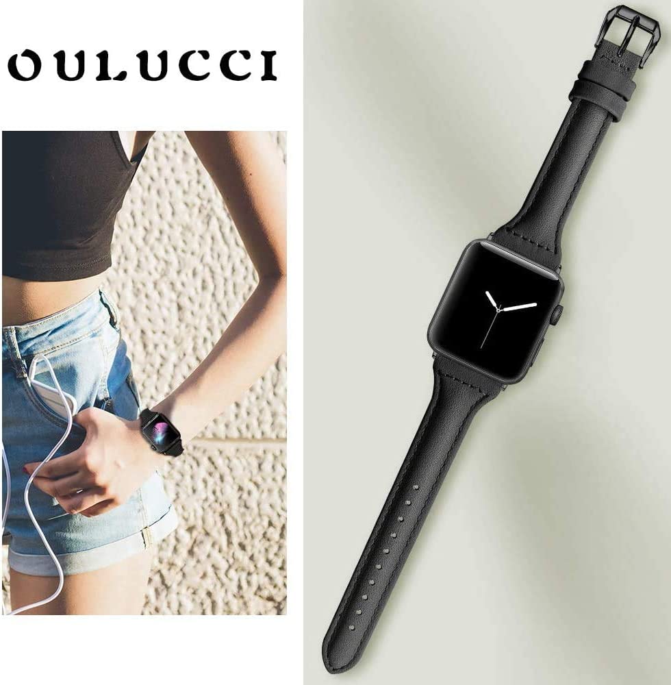 OULUCCI Strap Compatible for Apple Watch Strap 38mm 40mm 41mm,42mm Many Colours of Top Grain Leather Band