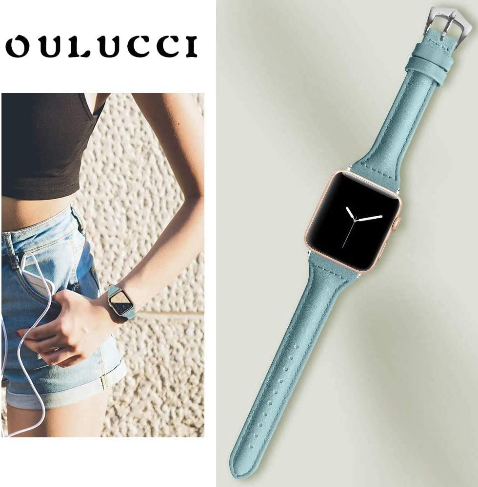 OULUCCI Strap Compatible for Apple Watch Strap 38mm 40mm 41mm,42mm Many Colours of Top Grain Leather Band