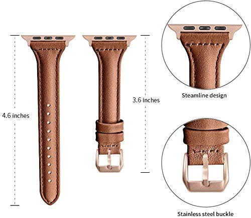 OULUCCI Strap Compatible for Apple Watch Strap 38mm 40mm 41mm,42mm Many Colours of Top Grain Leather Band