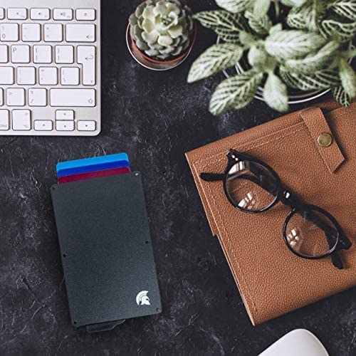 POWR RFID Blocking Card Holder, Stylish Slim Wallet and Contactless Credit Card Protector (Black with Black Money Clip)