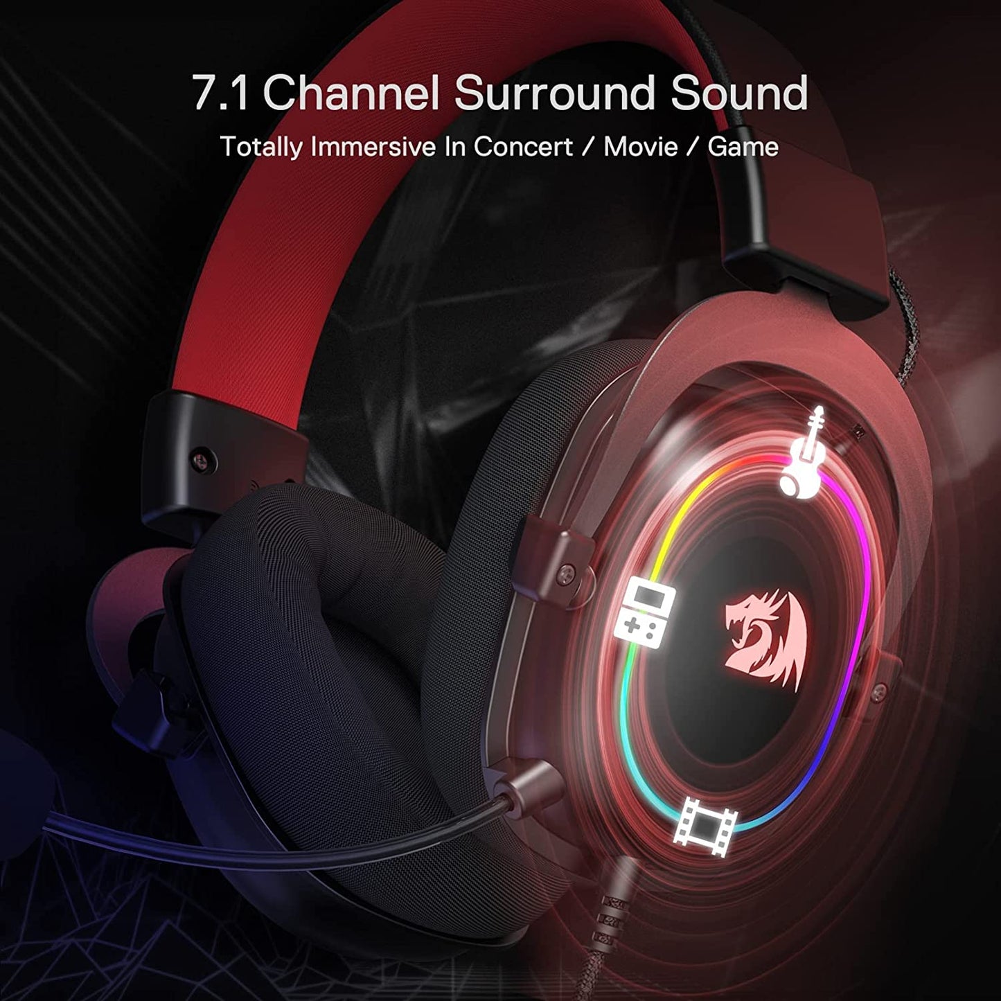 Redragon H510 Zeus-X RGB Wired Gaming Headset - 7.1 Surround Sound - 53MM Audio Drivers in Memory Foam Ear Pads w/Durable Fabric Cover Multi Platforms