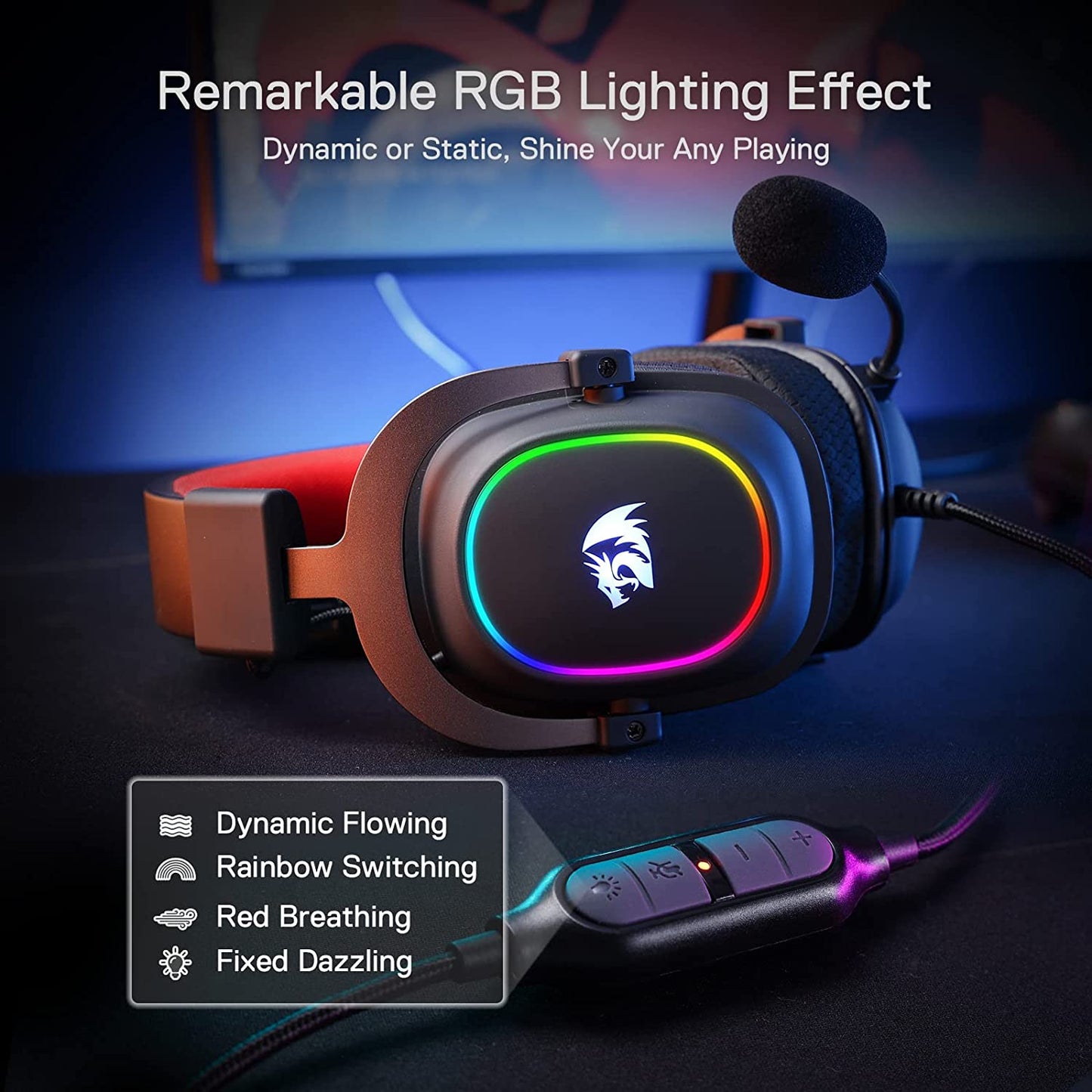 Redragon H510 Zeus-X RGB Wired Gaming Headset - 7.1 Surround Sound - 53MM Audio Drivers in Memory Foam Ear Pads w/Durable Fabric Cover Multi Platforms