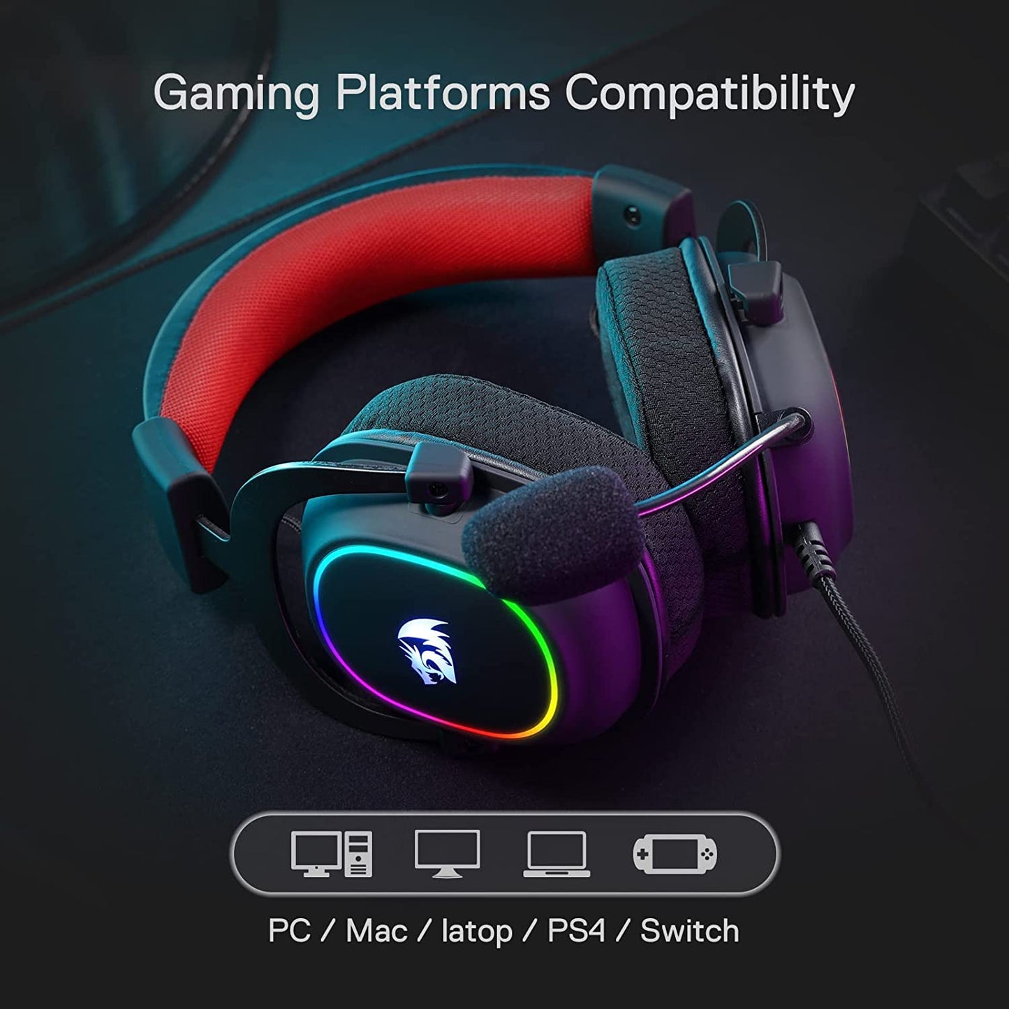 Redragon H510 Zeus-X RGB Wired Gaming Headset - 7.1 Surround Sound - 53MM Audio Drivers in Memory Foam Ear Pads w/Durable Fabric Cover Multi Platforms