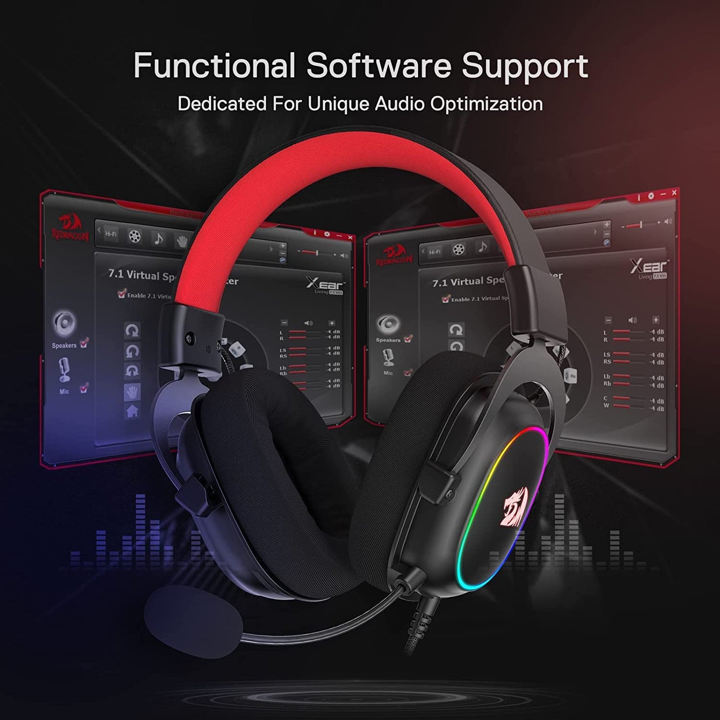 Redragon H510 Zeus-X RGB Wired Gaming Headset - 7.1 Surround Sound - 53MM Audio Drivers in Memory Foam Ear Pads w/Durable Fabric Cover Multi Platforms