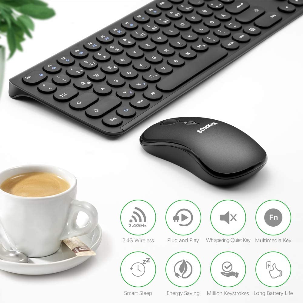 Sonkir Wireless Keyboard Mouse Combo Full-size 3 Types - Full Size Slim K18-K20 + Mini Size K19 Sonkir