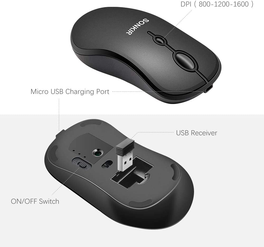 Sonkir Wireless Keyboard Mouse Combo Full-size 3 Types - Full Size Slim K18-K20 + Mini Size K19 Sonkir