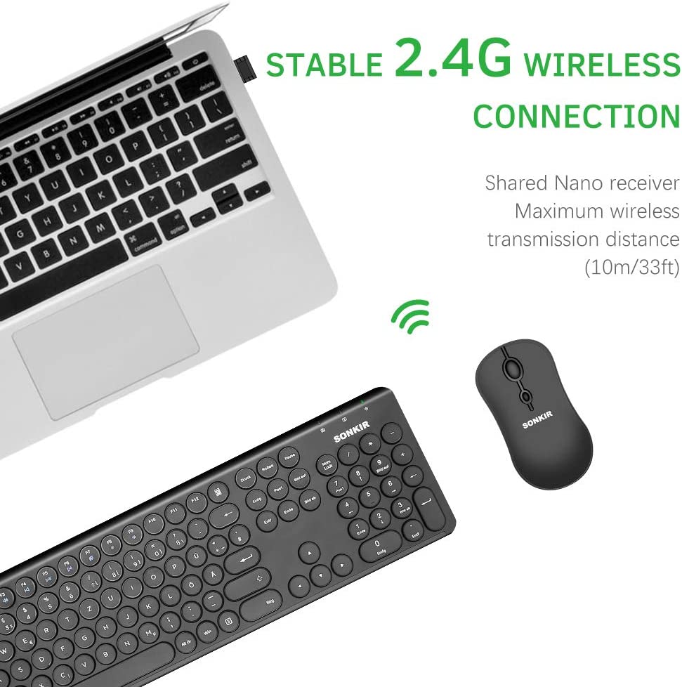 Sonkir Wireless Keyboard Mouse Combo Full-size 3 Types - Full Size Slim K18-K20 + Mini Size K19 Sonkir