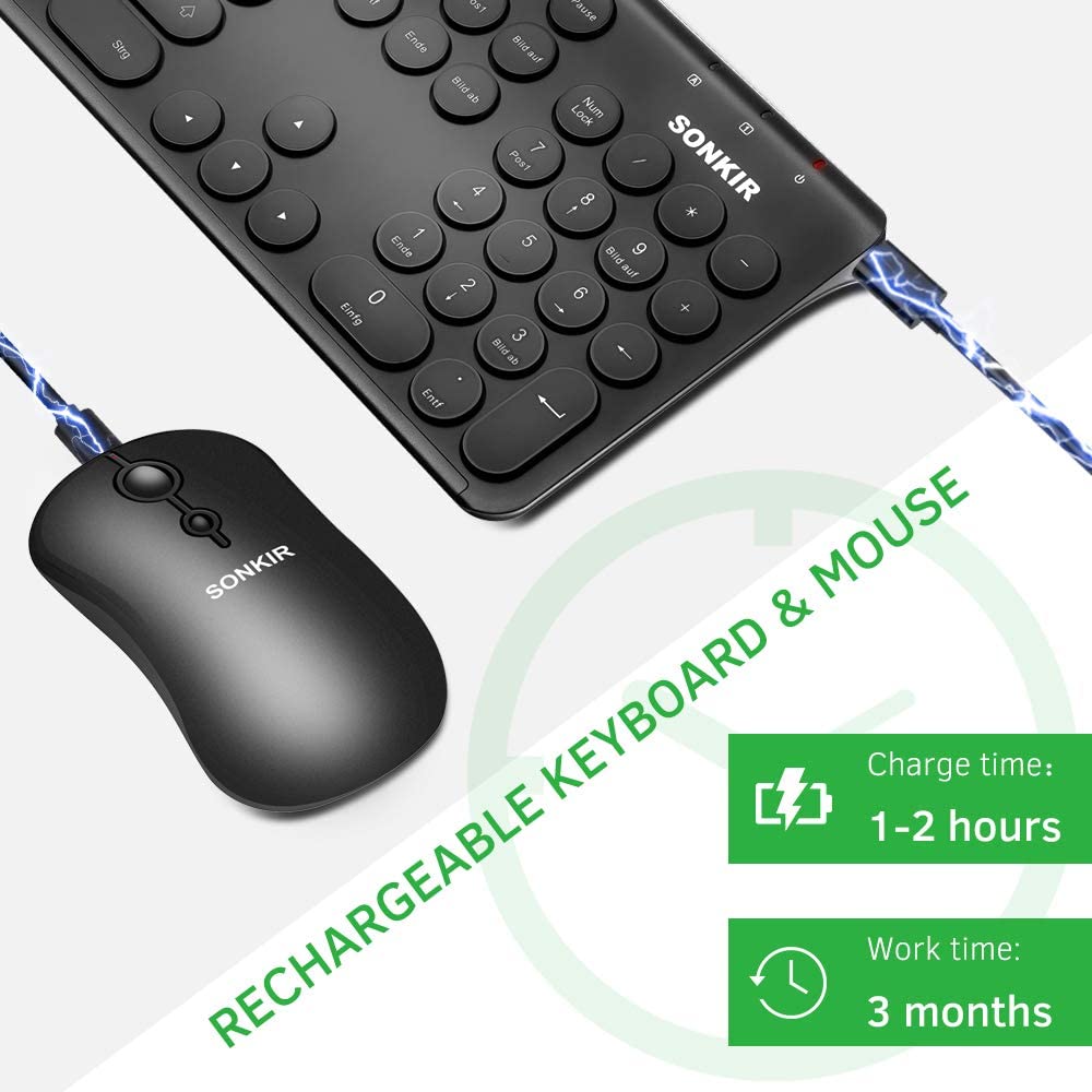 Sonkir Wireless Keyboard Mouse Combo Full-size 3 Types - Full Size Slim K18-K20 + Mini Size K19 Sonkir