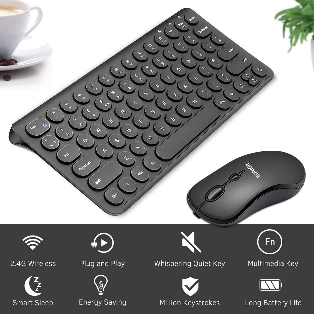 Sonkir Wireless Keyboard Mouse Combo Full-size 3 Types - Full Size Slim K18-K20 + Mini Size K19 Sonkir