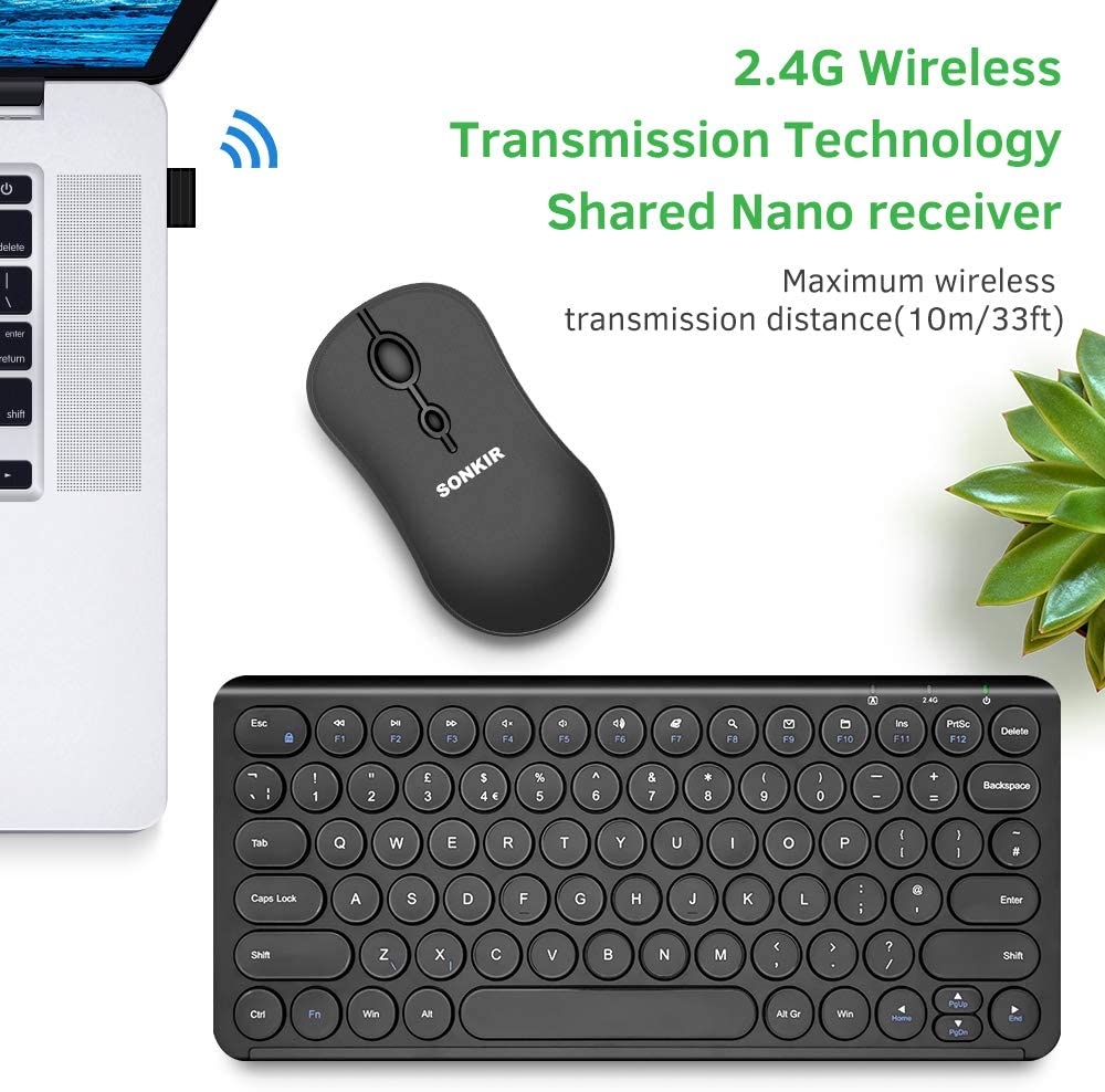 Sonkir Wireless Keyboard Mouse Combo Full-size 3 Types - Full Size Slim K18-K20 + Mini Size K19 Sonkir