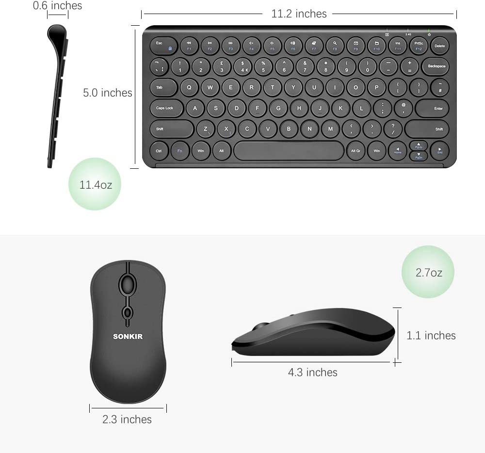 Sonkir Wireless Keyboard Mouse Combo Full-size 3 Types - Full Size Slim K18-K20 + Mini Size K19 Sonkir