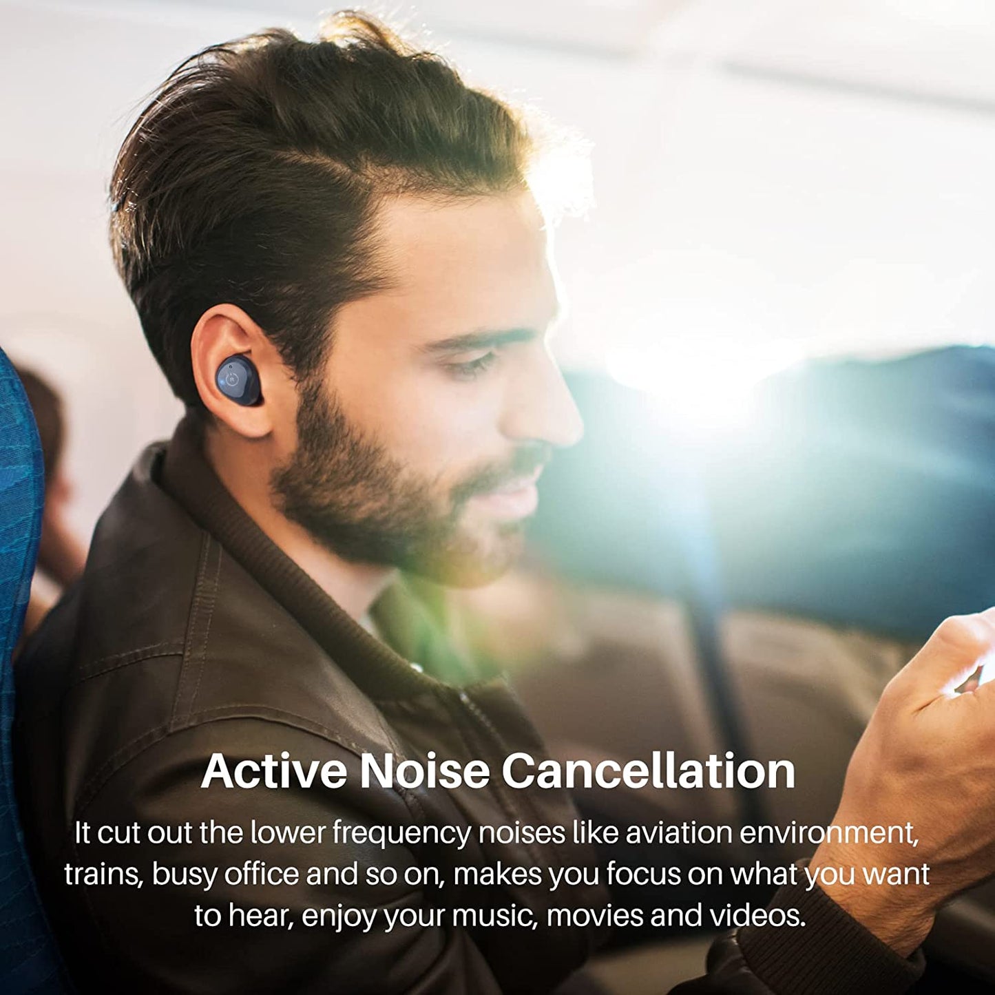 TOZO NC9 Hybrid Wireless Earbuds Active Noise Cancelling Headphones Bluetooth 5.0 Stereo in Ear Earphones, Immersive Sound Premium Deep Bass Royal Blue