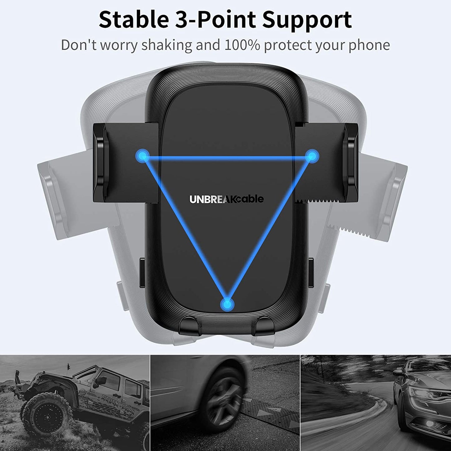 UNBREAKcable Car Phone Holder, Air Vent Car Phone Mount with 360 Degree Rotation compatible for iPhone, Samsung UBPi184